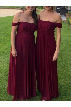 Long Grape Purple Chiffon Floor Length Bridesmaid Dresses 902017