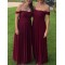 Long Grape Purple Chiffon Floor Length Bridesmaid Dresses 902017