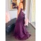 Long Purple Mermaid Floor Length Bridesmaid Dresses 902018