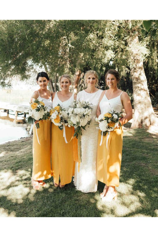 Sheath/Column Yellow White Long Bridesmaid Dresses 902038 Sheath/Column Yellow White Long Bridesmaid Dresses 902038