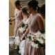 Sheath/Column V Neck Long Bridesmaid Dresses 902055