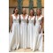 A-Line V Neck Long White Bridesmaid Dresses 902057