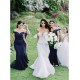 Long Navy Blue Mermaid Off the Shoulder Bridesmaid Dresses 902079