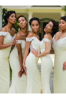 Mermaid Off the Shoulder Lace Long Bridesmaid Dresses 902081