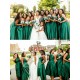 Long Green High Low Satin Bridesmaid Dresses 902086