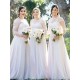 Long White Lace and Chiffon Bridesmaid Dresses with Long Sleeves 902087