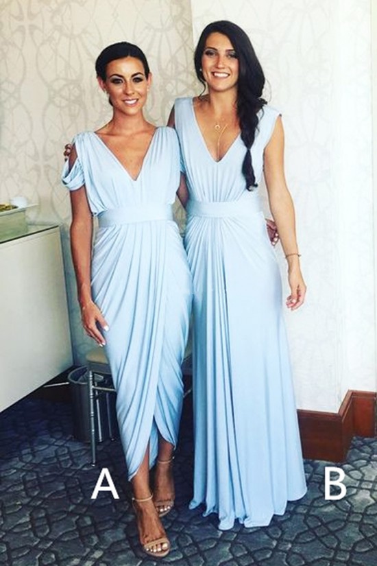 Long Blue Chiffon V Neck Bridesmaid Dresses 902102 Long Blue Chiffon V Neck Bridesmaid Dresses 902102