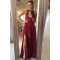 Long Burgndy Floor Length Bridesmaid Dresses 902106