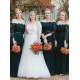 Long Dark Green Lace Floor Length Bridesmaid Dresses 902108