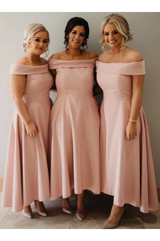 High Low Pink Off the Shoulder Bridesmaid Dresses 902111 High Low Pink Off the Shoulder Bridesmaid Dresses 902111