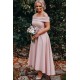High Low Pink Off the Shoulder Bridesmaid Dresses 902111 High Low Pink Off the Shoulder Bridesmaid Dresses 902111