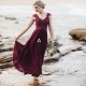 Modest Long Grape Purple Chiffon and Lace Bridesmaid Dresses 902125 Modest Long Grape Purple Chiffon and Lace Bridesmaid Dresses 902125