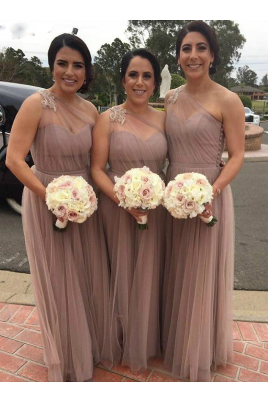 Long Tulle One Shoulder Floor Length Bridesmaid Dresses 902166 Long Tulle One Shoulder Floor Length Bridesmaid Dresses 902166