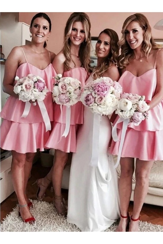 Short Pink Spaghetti Straps Bridesmaid Dresses 902170 Short Pink Spaghetti Straps Bridesmaid Dresses 902170