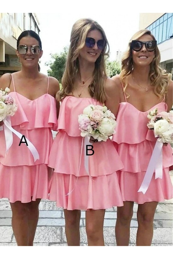 Short Pink Spaghetti Straps Bridesmaid Dresses 902170 Short Pink Spaghetti Straps Bridesmaid Dresses 902170