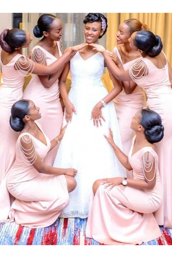 Long Pink Mermaid Modest Bridesmaid Dresses 902175 Long Pink Mermaid Modest Bridesmaid Dresses 902175