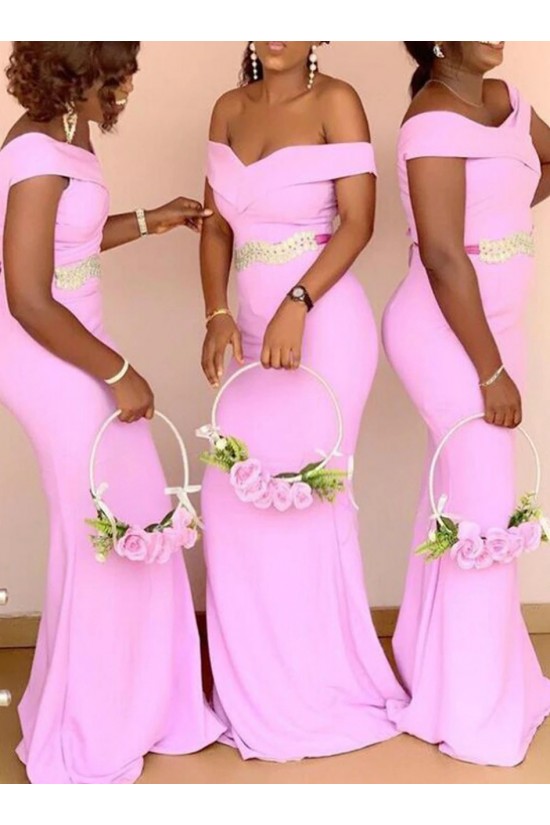 Long Pink Mermaid Off the Shoulder Floor Length Bridesmaid Dresses 902177 Long Pink Mermaid Off the Shoulder Floor Length Bridesmaid Dresses 902177
