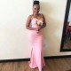 Long Pink Mermaid Spaghetti Straps Bridesmaid Dresses 902181