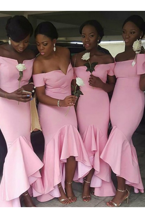 Long Pink Mermaid Asymmetrical Bridesmaid Dresses 902184 Long Pink Mermaid Asymmetrical Bridesmaid Dresses 902184