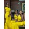 Modest Long Yellow One Shoulder Bridesmaid Dresses 902185