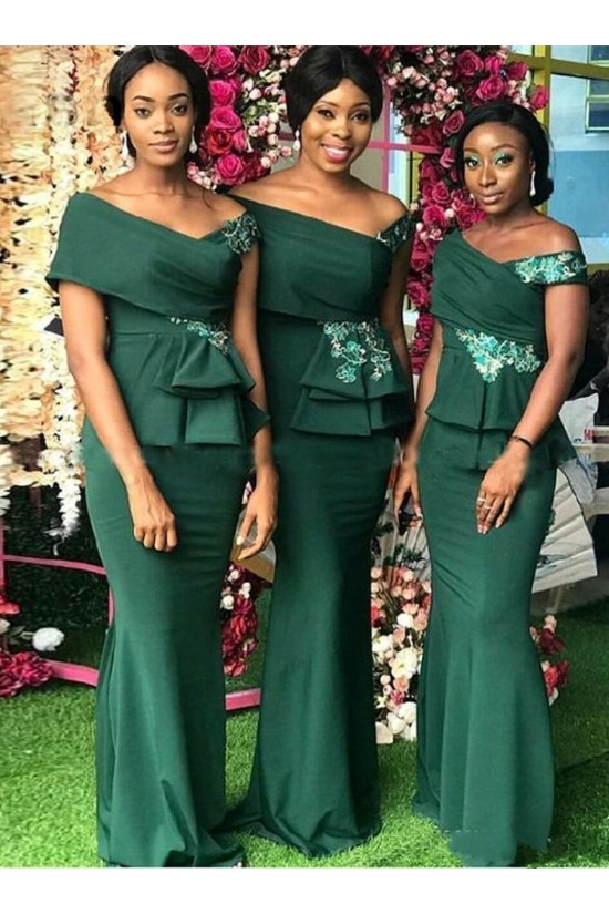 Long Green Mermaid Off the Shoulder Bridesmaid Dresses 902187 Long Green Mermaid Off the Shoulder Bridesmaid Dresses 902187