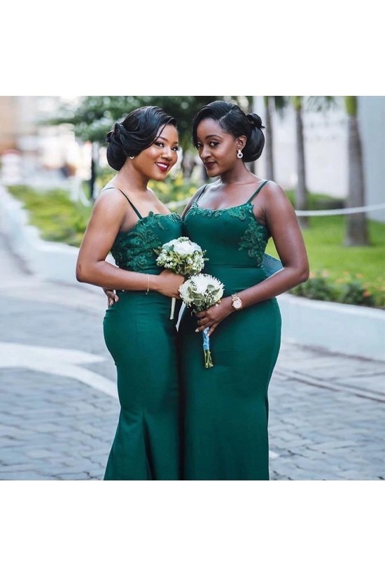 Long Green Mermaid Lace Spaghetti Straps Bridesmaid Dresses 902207 Long Green Mermaid Lace Spaghetti Straps Bridesmaid Dresses 902207