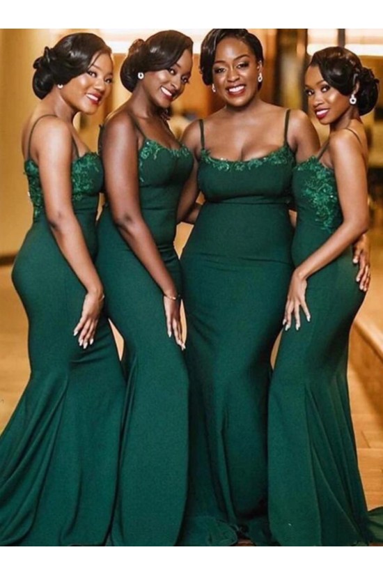 Long Green Mermaid Lace Spaghetti Straps Bridesmaid Dresses 902207 Long Green Mermaid Lace Spaghetti Straps Bridesmaid Dresses 902207