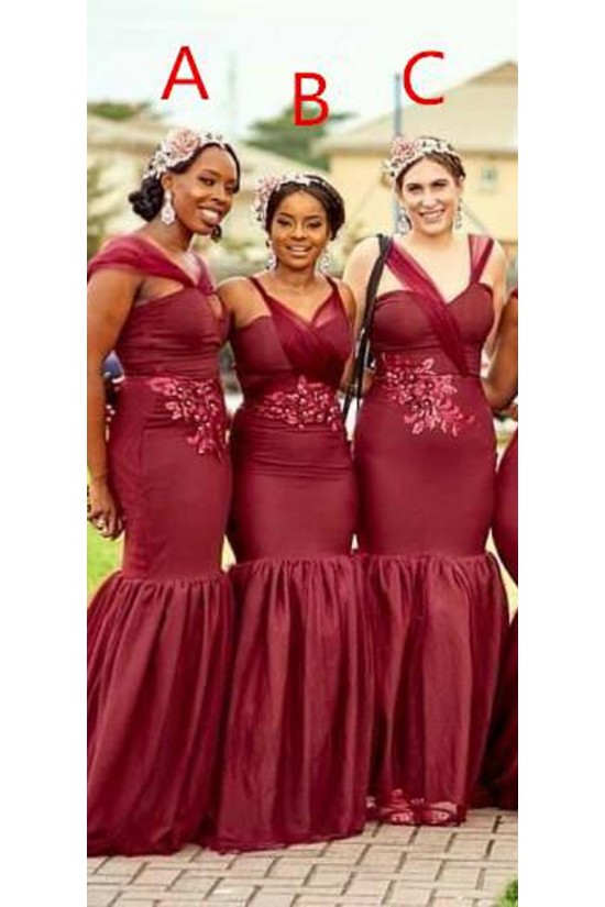 Mermaid Burgundy Long Bridesmaid Dresses 902245 Mermaid Burgundy Long Bridesmaid Dresses 902245