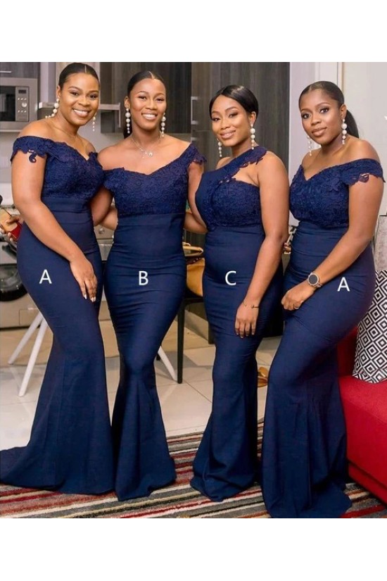 Long Navy Blue Lace Mermaid Bridesmaid Dresses 902251 Long Navy Blue Lace Mermaid Bridesmaid Dresses 902251