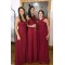 Long Burgundy Chiffon Floor Length Bridesmaid Dresses 902255