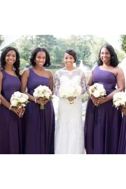 Long One Shoulder Floor Length Bridesmaid Dresses 902257