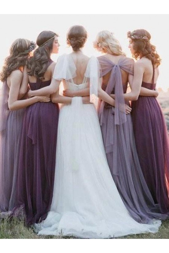 Long Grape Purple Tulle Floor Length Bridesmaid Dresses 902267 Long Grape Purple Tulle Floor Length Bridesmaid Dresses 902267