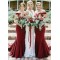 Long Mermaid Off the Shoulder Burgundy Bridesmaid Dresses 902272