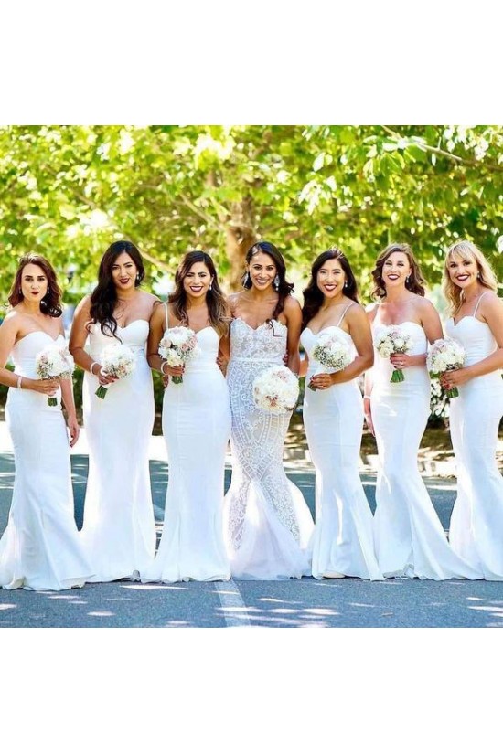 Long White Mermaid Spaghetti Straps Bridesmaid Dresses 902280 Long White Mermaid Spaghetti Straps Bridesmaid Dresses 902280
