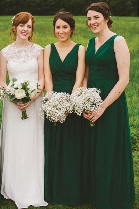 Long Green Chiffon V Neck Bridesmaid Dresses 902289 Long Green Chiffon V Neck Bridesmaid Dresses 902289