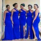 Long Royal Blue One Shoulder Bridesmaid Dresses 902291