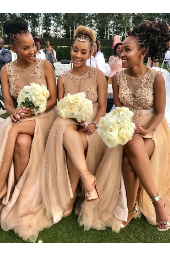 Long Beaded Lace and Tulle Bridesmaid Dresses 902298 Long Beaded Lace and Tulle Bridesmaid Dresses 902298