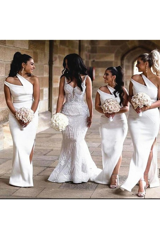 Long White One Shoulder Bridesmaid Dresses 902299 Long White One Shoulder Bridesmaid Dresses 902299