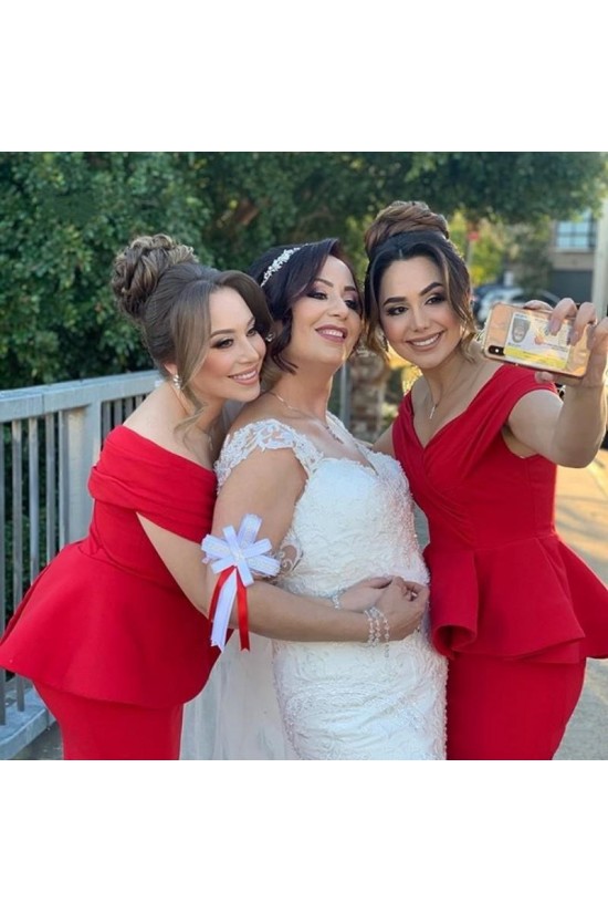 Long Red Mermaid Off the Shoulder Bridesmaid Dresses 902300 Long Red Mermaid Off the Shoulder Bridesmaid Dresses 902300