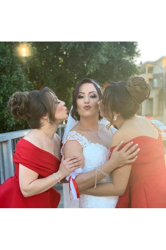 Long Red Mermaid Off the Shoulder Bridesmaid Dresses 902300 Long Red Mermaid Off the Shoulder Bridesmaid Dresses 902300