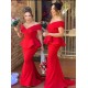 Long Red Mermaid Off the Shoulder Bridesmaid Dresses 902300 Long Red Mermaid Off the Shoulder Bridesmaid Dresses 902300