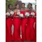 Long Red Mermaid Floor Length Bridesmaid Dresses 902301
