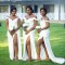 Long White Sheath Off the Shoulder Bridesmaid Dresses with Slit 902306