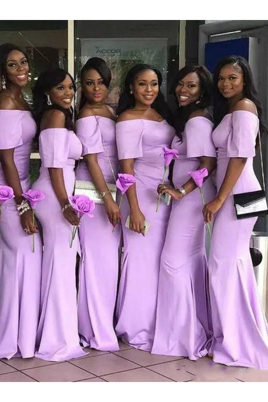 Long Mermaid Lilac Floor Length Bridesmaid Dresses with Short Sleeves 902318 Long Mermaid Lilac Floor Length Bridesmaid Dresses with Short Sleeves 902318