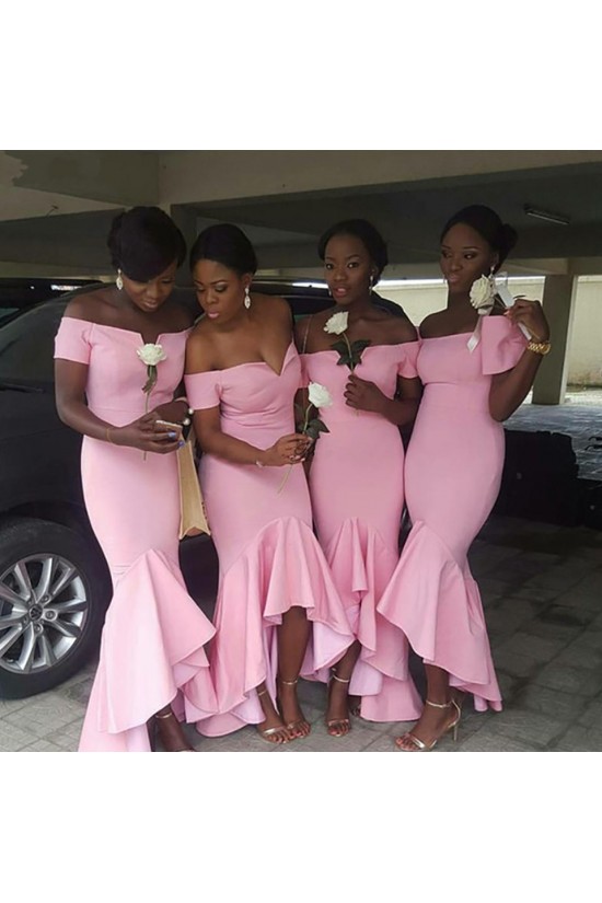 Mermaid Long Pink off the Shoulder Bridesmaid Dresses 902320 Mermaid Long Pink off the Shoulder Bridesmaid Dresses 902320
