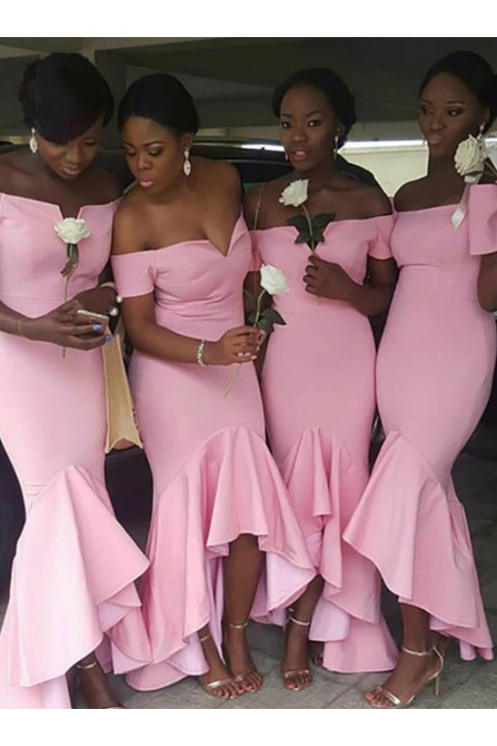 Mermaid Long Pink off the Shoulder Bridesmaid Dresses 902320 Mermaid Long Pink off the Shoulder Bridesmaid Dresses 902320