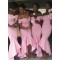 Mermaid Long Pink off the Shoulder Bridesmaid Dresses 902320