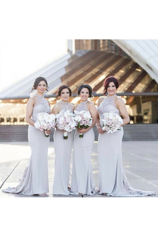 Long Mermaid Lace High Neck Bridesmaid Dresses 902329 Long Mermaid Lace High Neck Bridesmaid Dresses 902329