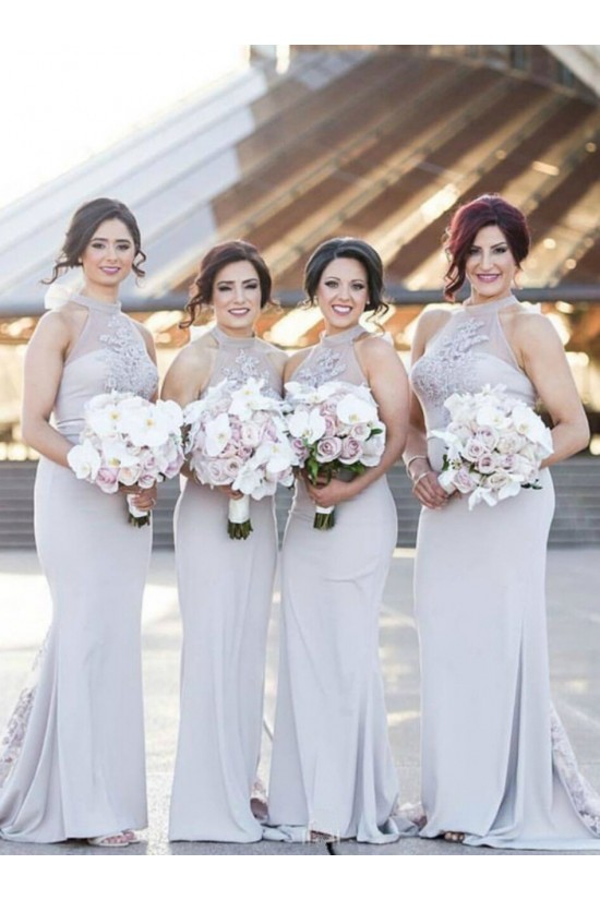Long Mermaid Lace High Neck Bridesmaid Dresses 902329 Long Mermaid Lace High Neck Bridesmaid Dresses 902329