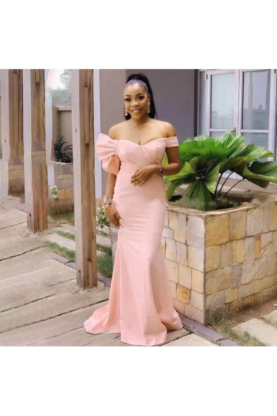 Long Pink Mermaid Off the Shoulder Bridesmaid Dresses 902338 Long Pink Mermaid Off the Shoulder Bridesmaid Dresses 902338
